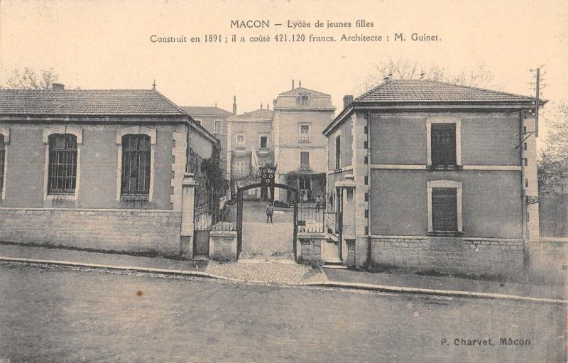Carte postale ancienne Macon - Lycee De Jeunes Filles à Mâcon