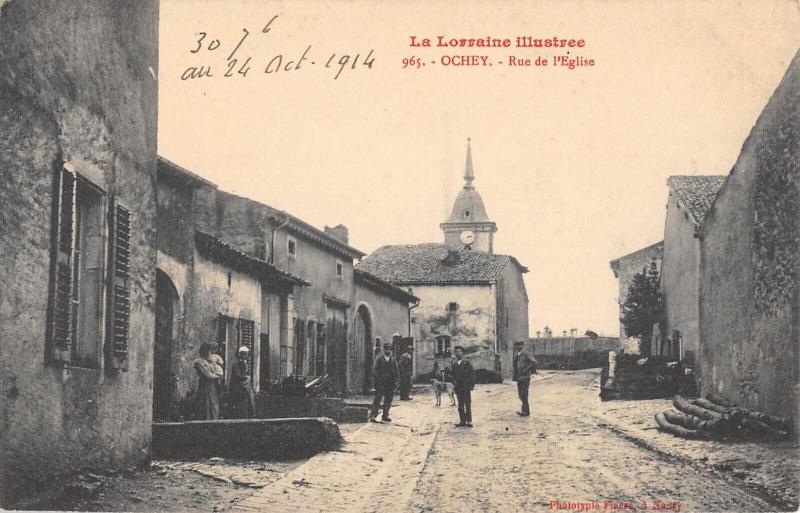 Carte postale ancienne Ochey - Rue De L'Eglise à Ochey