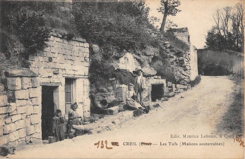 Carte postale ancienne Creil - Les Tufs - Maisons Souterraines à Creil