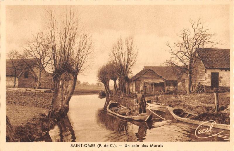Carte postale ancienne Saint Omer - Un Coin Des Marais à Saint-Omer