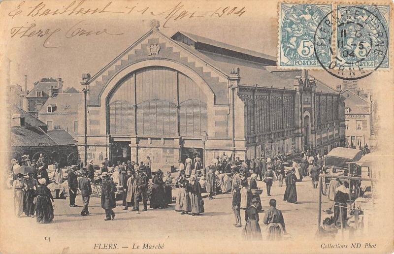 Carte postale ancienne Flers - Le Marche à Flers