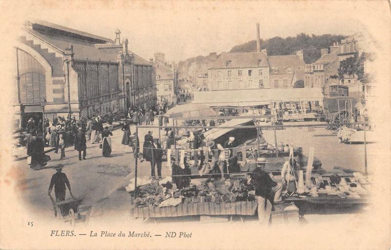 Carte postale ancienne Flers - La Place Du Marche à Flers