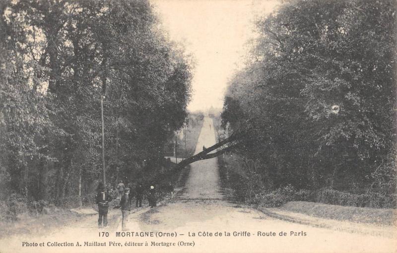 Carte postale ancienne Mortagne - La Cote De La Griffe - Route De Paris - cliché rare