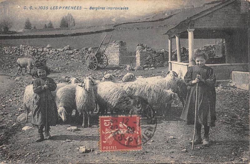 Carte postale ancienne Les Pyrenees - Bergeres Improvisees