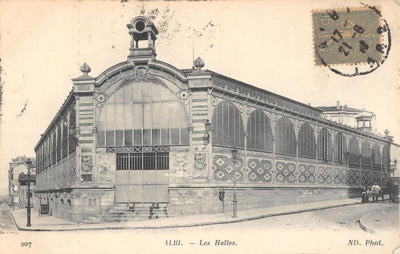 Carte postale ancienne Albi - Les Halles à Albi