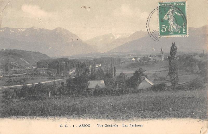 Carte postale ancienne Asson - Vue Generale - Les Pyrenees à Asson