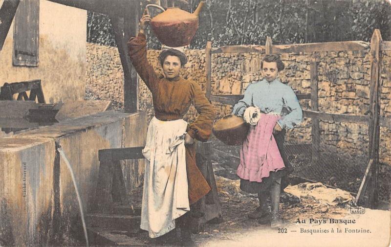 Carte postale ancienne Au Pays Basque - Basquaises A La Fontaine