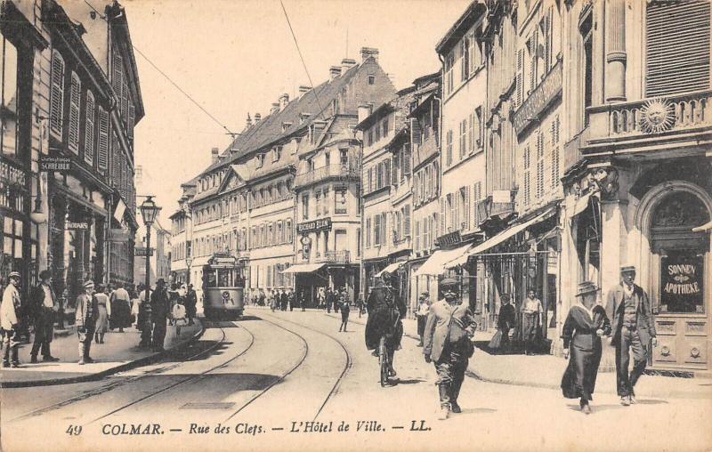 Carte postale ancienne Colmar - Rue Des Clefs - L'Hotel De Ville à Colmar