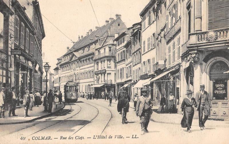 Carte postale ancienne Colmar - Rue Des Clefs - L'Hotel De Ville à Colmar