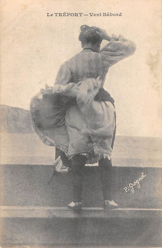 Carte postale ancienne Le Treport - Vent Babord au Tréport