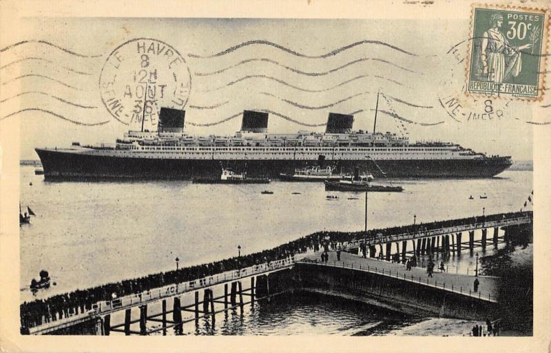 Carte postale ancienne Le Havre - Le Transtlantique Normandie au Havre