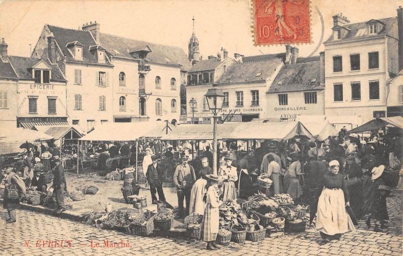 Carte postale ancienne Evreux - Le Marche à Évreux