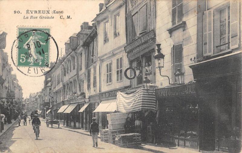 Carte postale ancienne Evreux - La Rue Grande à Évreux
