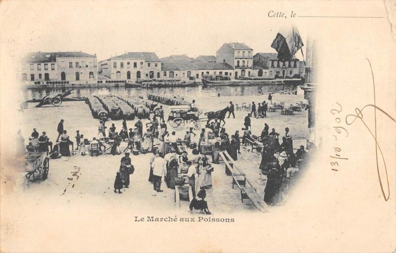 Carte postale ancienne Cette - Le Marche Aux Poissons