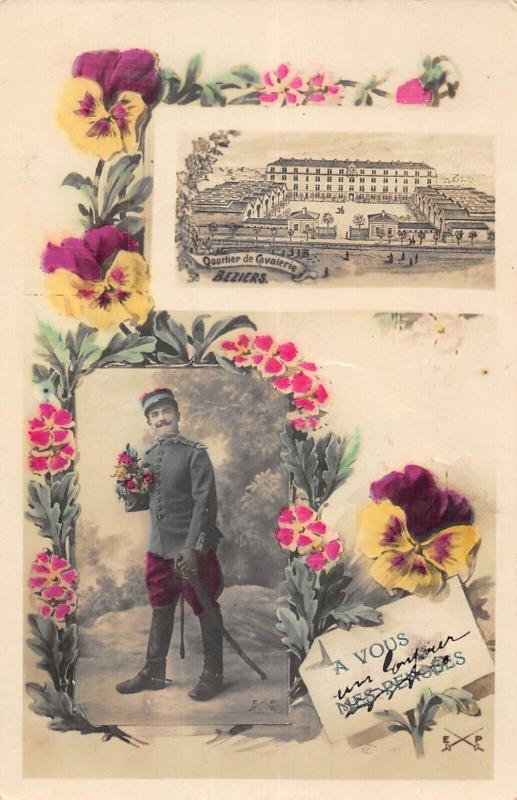 Carte postale ancienne Beziers - Caserne De Cavalerie à Béziers