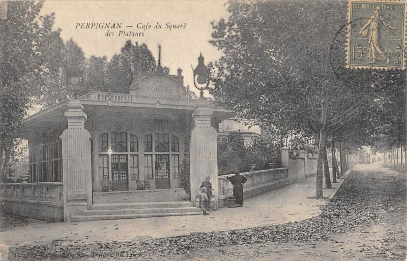 Carte postale ancienne Perpignan - Cafe Du Square Des Platanes à Perpignan