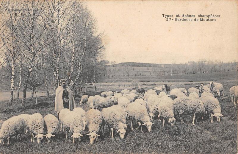Carte postale ancienne Types Et Scenes Champetres - Gardeuse De Moutons