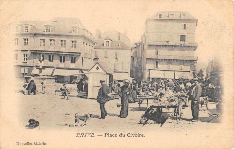 Carte postale ancienne Brive - Place Du Civoire