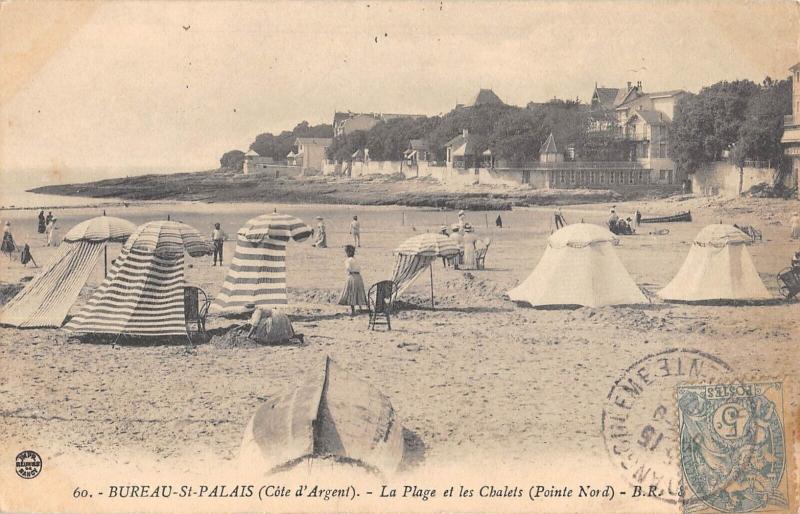 Carte postale ancienne Bureau Saint Palais - La Plage Et Les Chalets - Pointe Nord