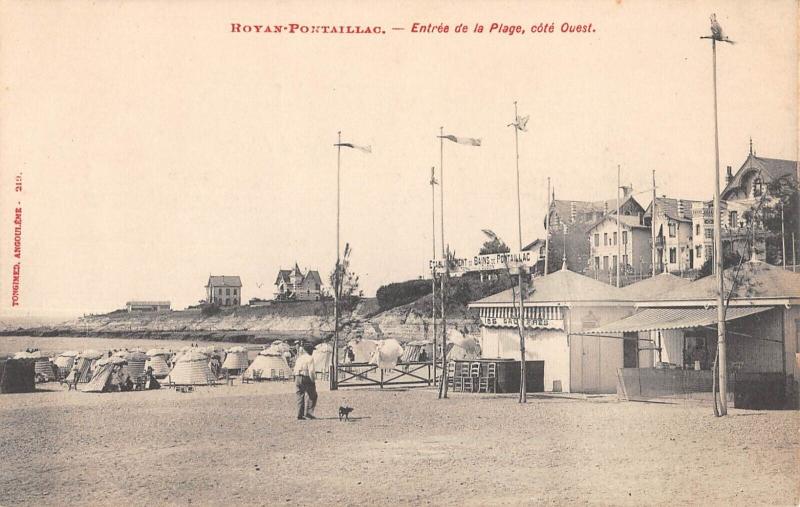 Carte postale ancienne Royan - Pontaillac - Entree De La Plage Cote Ouest à Royan