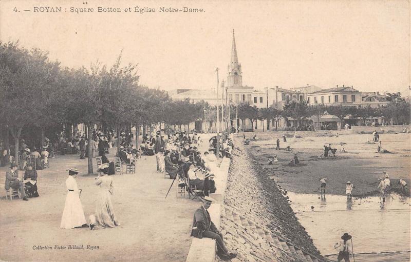 Carte postale ancienne Royan - Square Botton Et Eglise Notre Dame à Royan