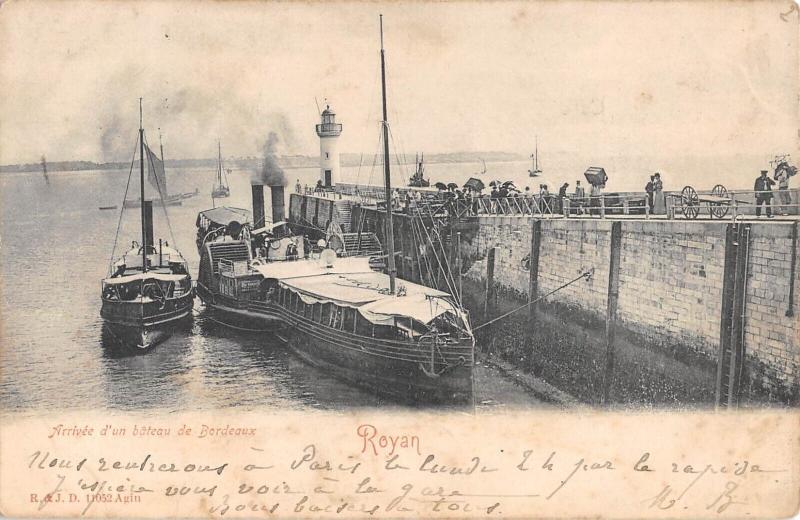 Carte postale ancienne Royan - Arrivee Du Bateau De Bordeaux à Royan