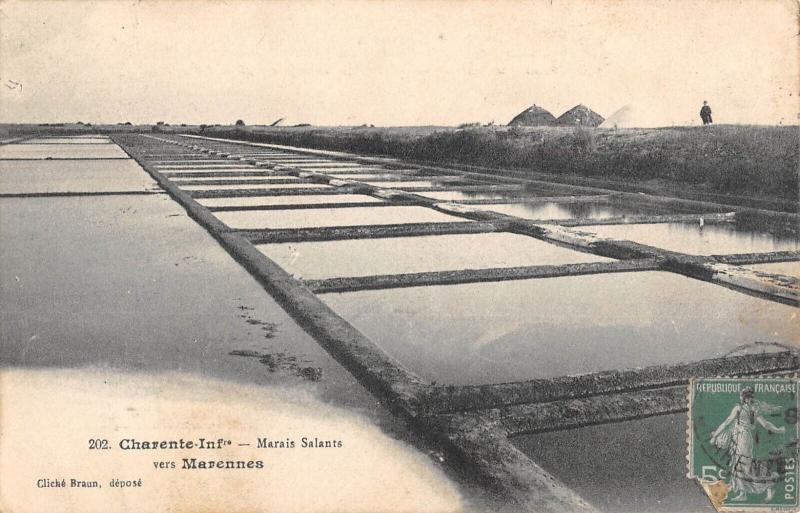 Carte postale ancienne Marais Salants - Vers Marennes