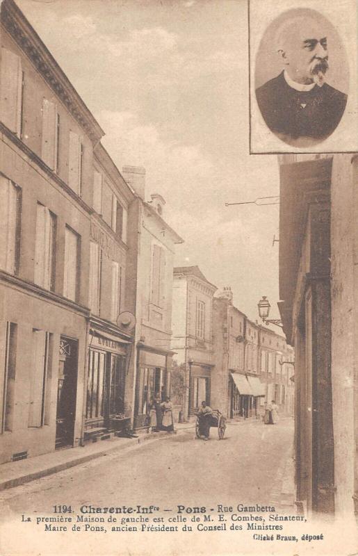 Carte postale ancienne Pons - Rue Gambetta à Pons