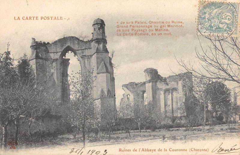 Carte postale ancienne Ruines De L'Abbaye De La Couronne à La Couronne