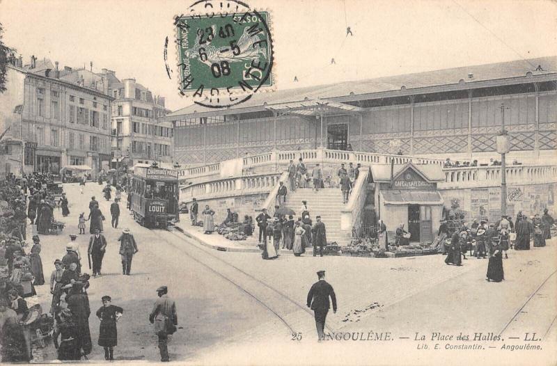 Carte postale ancienne Angouleme - La Place Des Halles à Angoulême