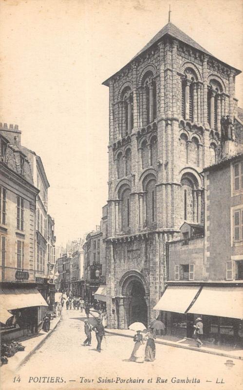 Carte postale ancienne Poitiers - Rue Saint Porchaire Et Rue Gambetta à Poitiers