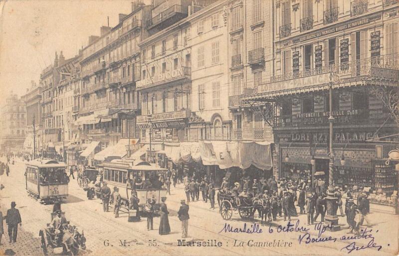 Carte postale ancienne Marseille - La Cannebiere à Marseille