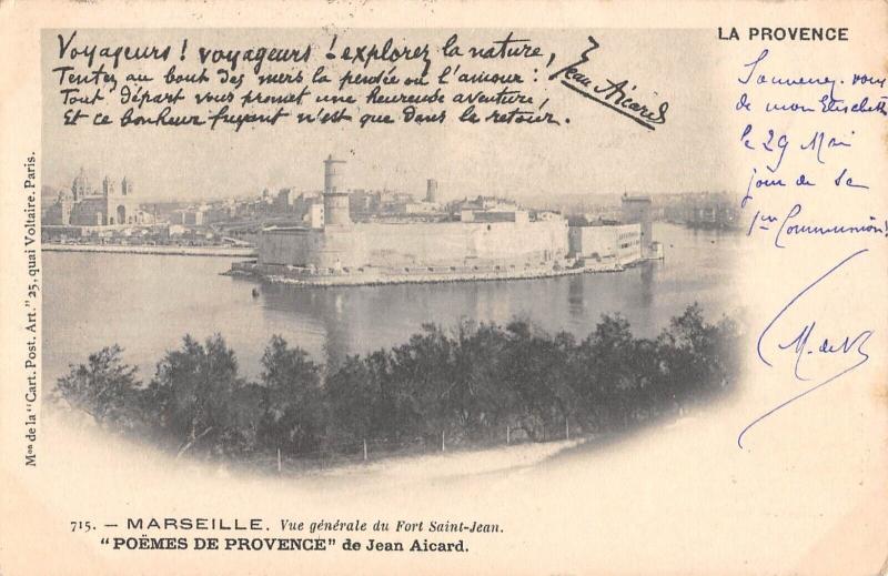 Carte postale ancienne Marseille - Poeme De Jean Aicard à Marseille