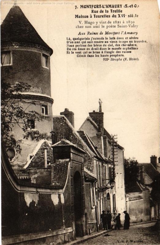 Carte postale ancienne Montfort l'Amaury Rue de la Treille, maison a Tourelle France à Montfort-l'Amaury