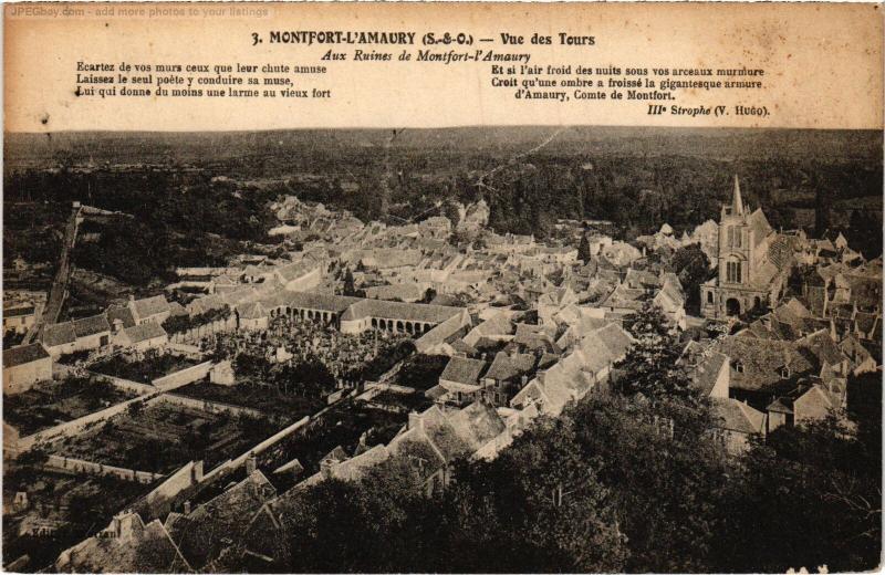 Carte postale ancienne Montfort l'Amaury vue des Tours à Montfort-l'Amaury