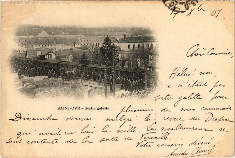 Carte postale ancienne St Cyr l'Ecole Sortie galette
