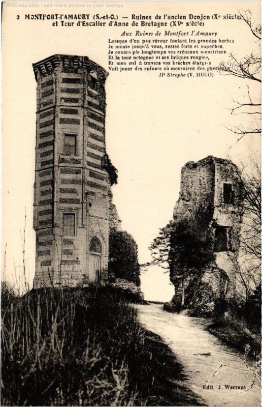 Carte postale ancienne Montfort l'Amaury Ruines de l'ancien Donjon à Montfort-l'Amaury