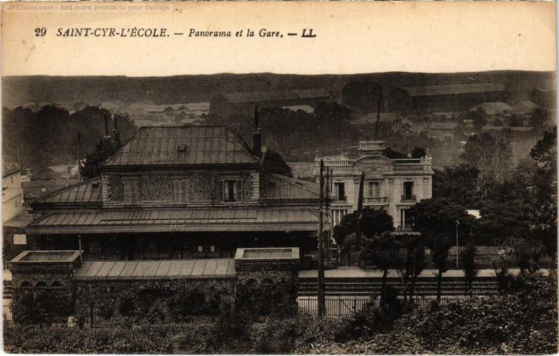Carte postale ancienne St Cyr l'Ecole panorama et la gare