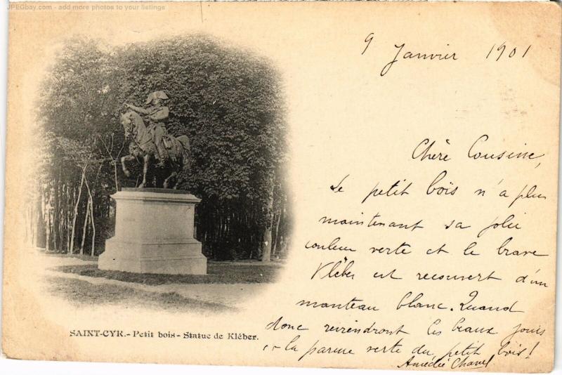 Carte postale ancienne St Cyr l'Ecole Statue de Kleber