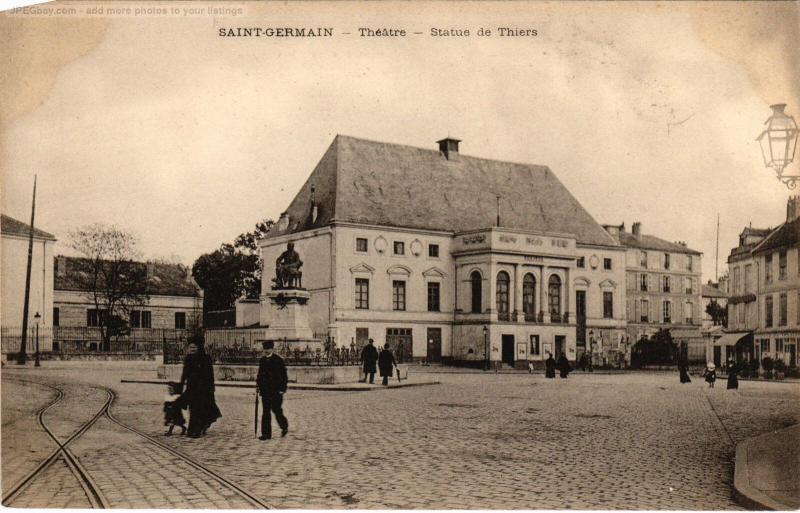 Carte postale ancienne St Germain Theatre Statue de Thiers