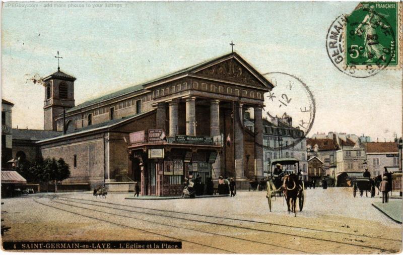 Carte postale ancienne St Germain Eglise et la Place