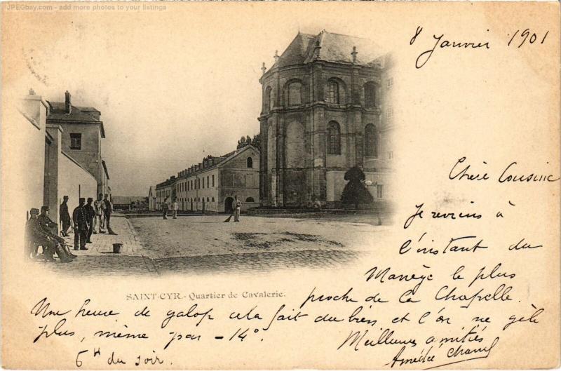 Carte postale ancienne St Cyr l'Ecole Quartier de Cavalerie