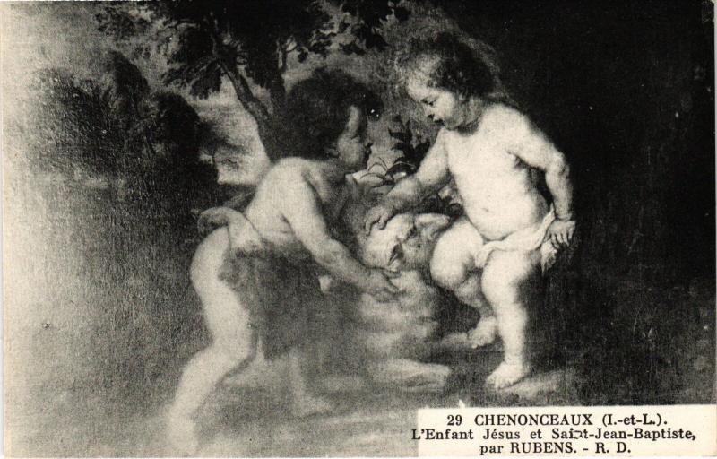 Carte postale ancienne Chenonceaux Enfant Jesus et Saint-Jean Baptiste à Chenonceaux