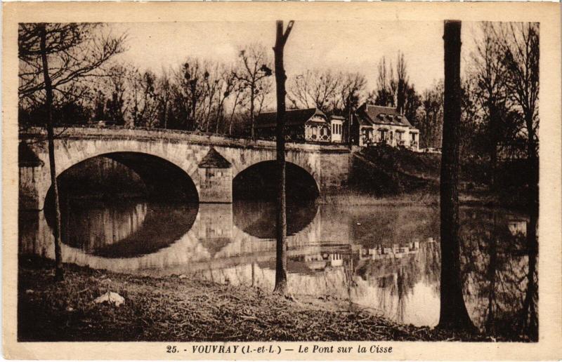 Carte postale ancienne Vouvray Pont sur la Cisse à Vouvray