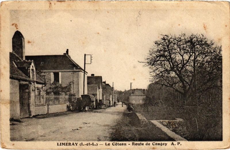 Carte postale ancienne Limeray Route de Cangey à Cangey