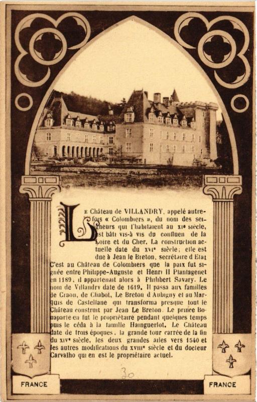 Carte postale ancienne Villandry le Chateau à Villandry