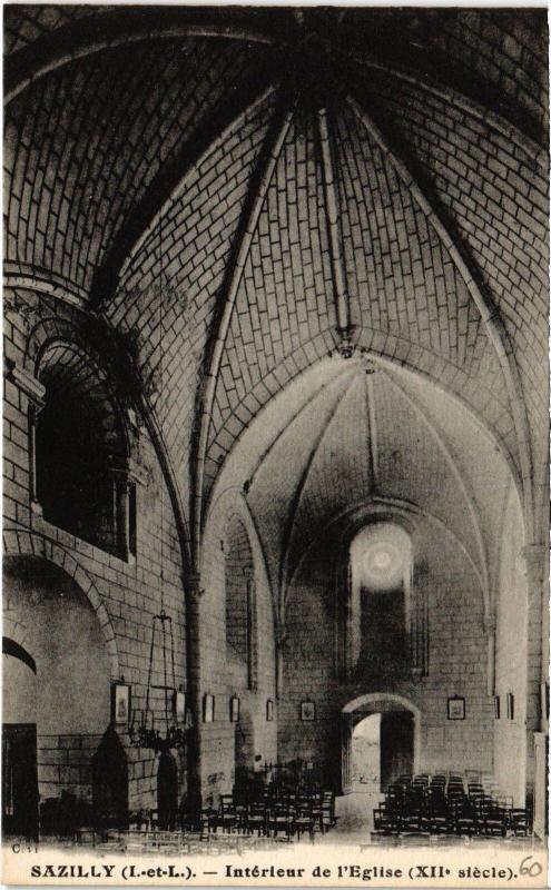 Carte postale ancienne Sazilly interieur de l'eglise à Sazilly