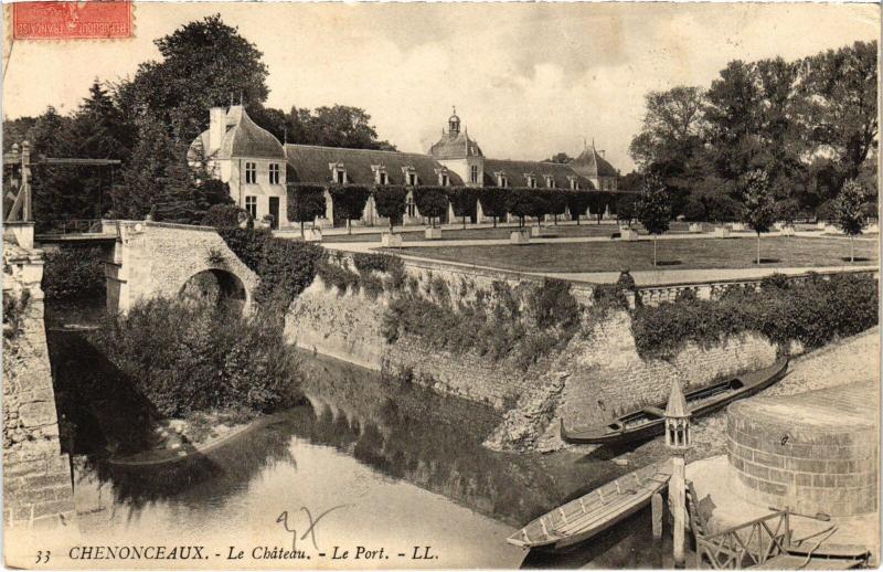 Carte postale ancienne Chenonceaux le Chateau le port à Chenonceaux