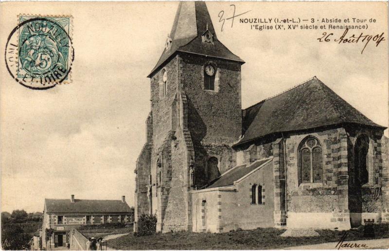 Carte postale ancienne Nouzilly Tour de l'Eglise à Nouzilly