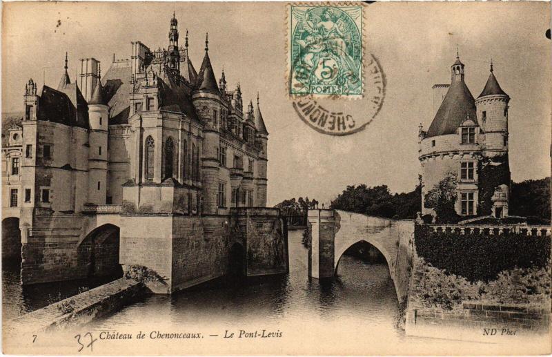 Carte postale ancienne Chenonceaux Chateau Pont Levis à Chenonceaux